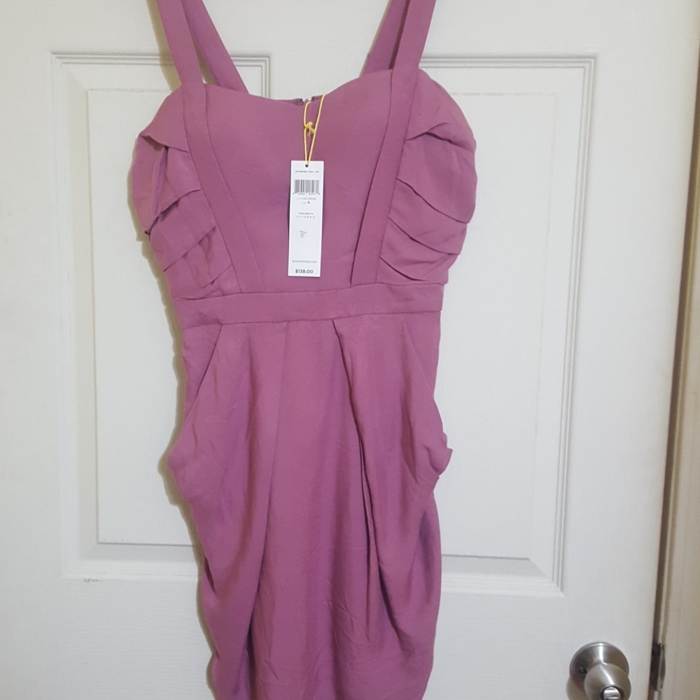 BCBGen. Muave/Rose Strappy Dress w/pockets.